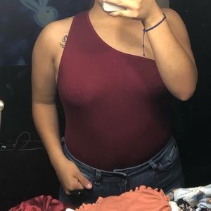 Burgundy Off shoulder body suit